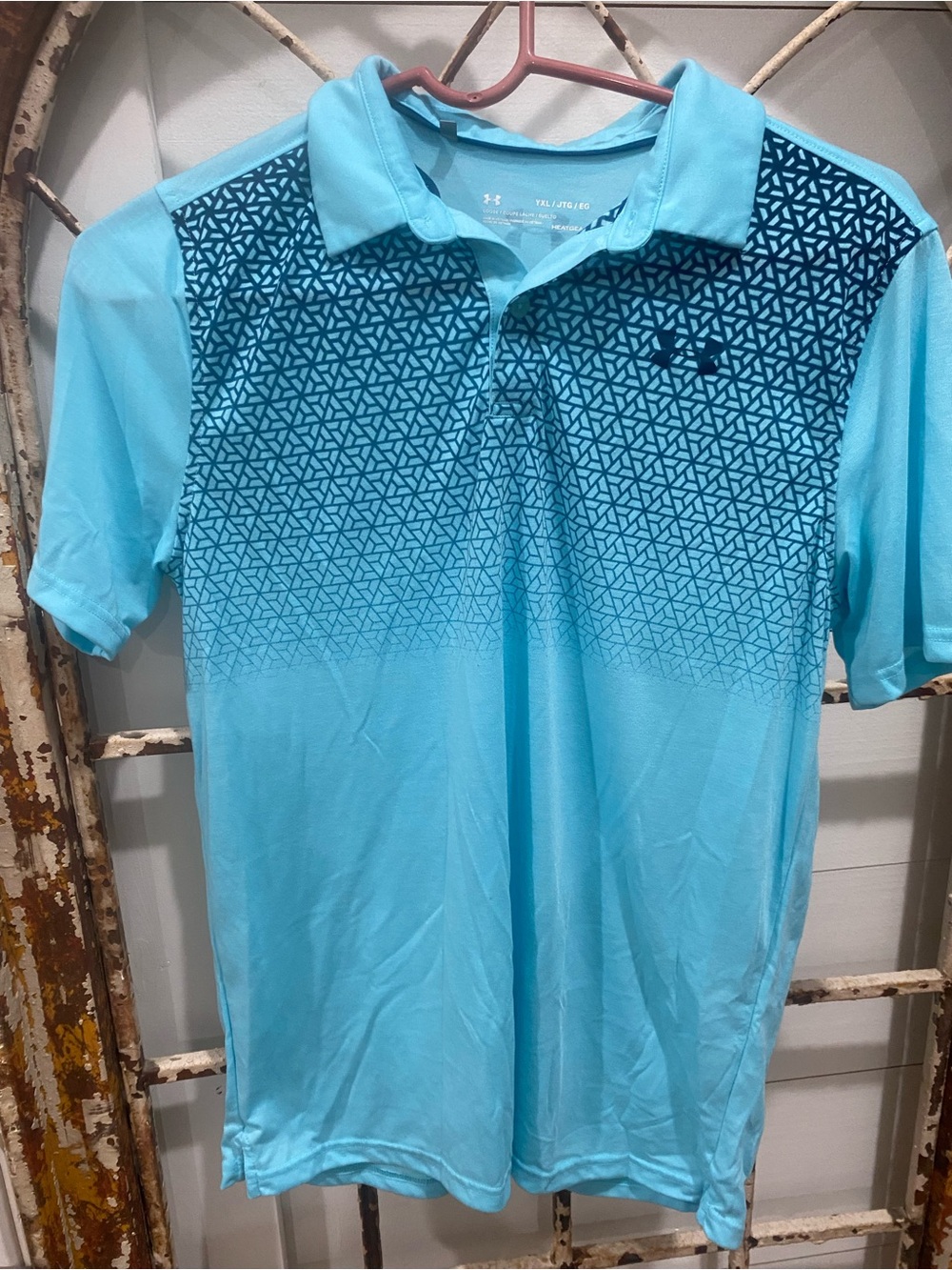 Under Armour Blue Gradient Geo-Print Polo Boys Large